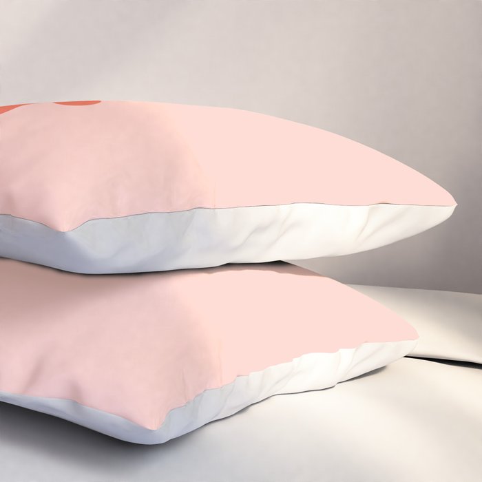 Flower Time Minimalist Floral Pattern in Blush Pink and Coral Pillow Sham Gallery Image 3
