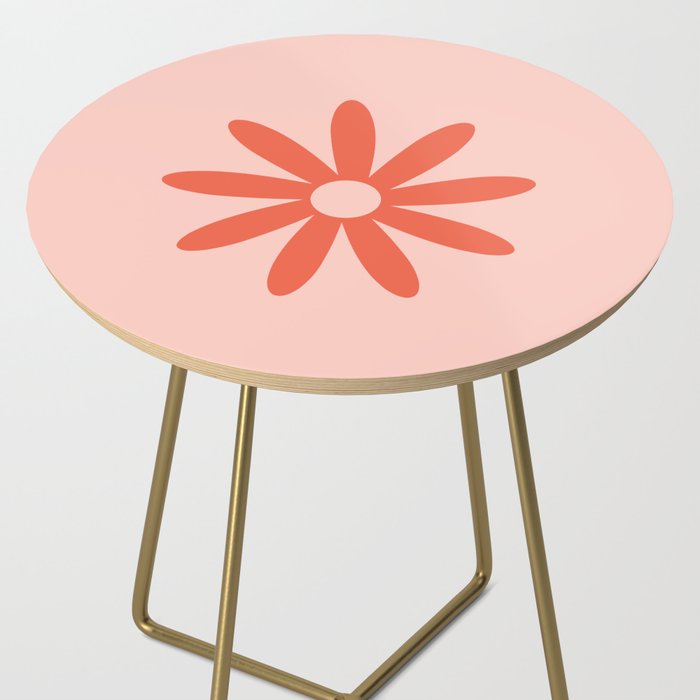 Flower Time Minimalist Floral Pattern in Blush Pink and Coral Side Table Gallery Image 2
