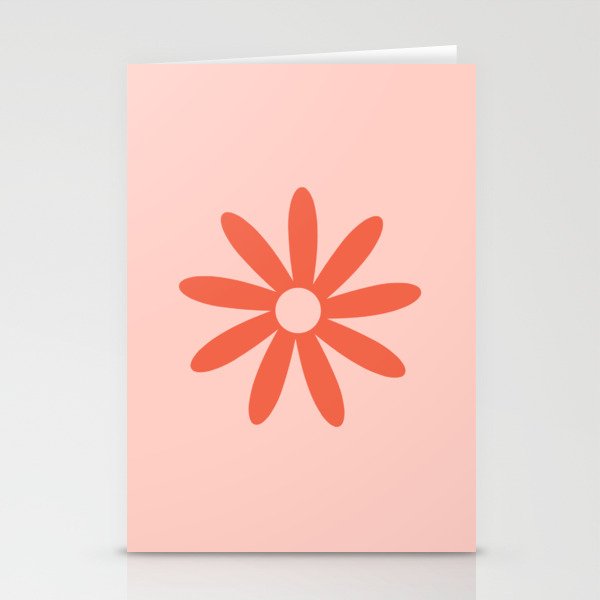 Flower Time Minimalist Floral Pattern in Blush Pink and Coral Stationery Card Gallery Image 2