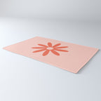 Flower Time Minimalist Floral Pattern in Blush Pink and Coral Rug Gallery Image 3