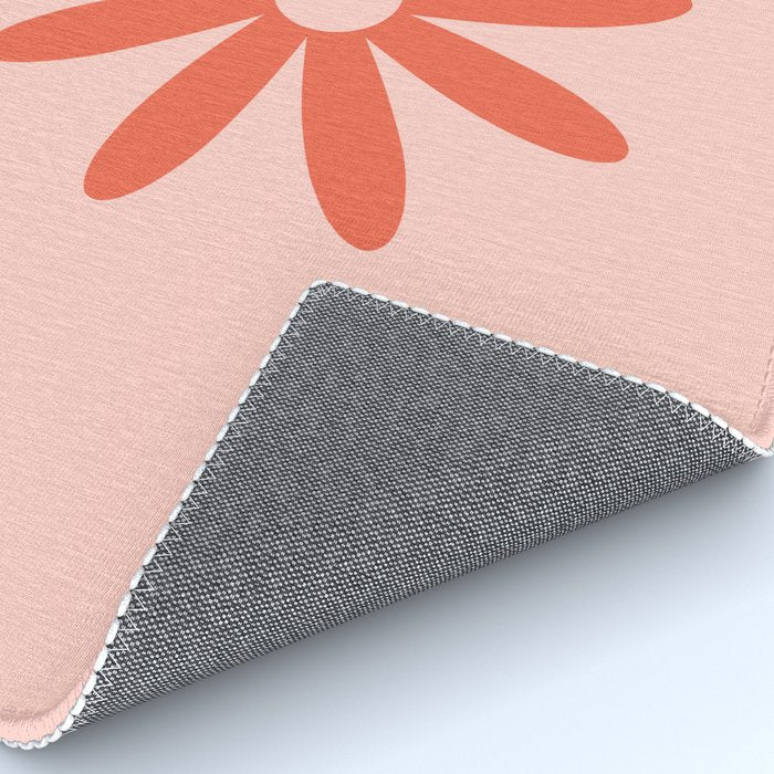 Flower Time Minimalist Floral Pattern in Blush Pink and Coral Rug Gallery Image 4