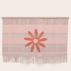 Flower Time Minimalist Floral Pattern in Blush Pink and Coral Wall Hanging Gallery Image 1