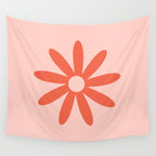 Flower Time Minimalist Floral Pattern in Blush Pink and Coral Wall Tapestry Gallery Image 4
