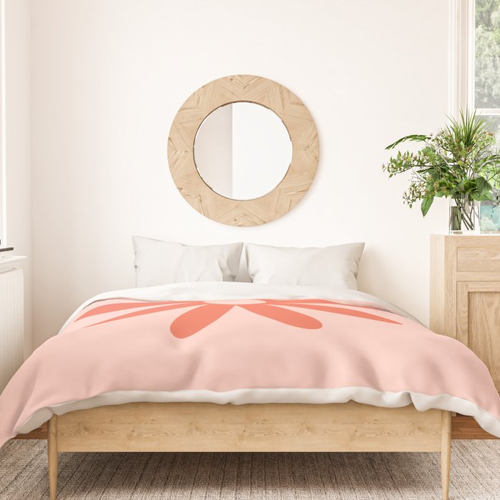 Flower Time Minimalist Floral Pattern in Blush Pink and Coral Duvet Cover Gallery Image 3