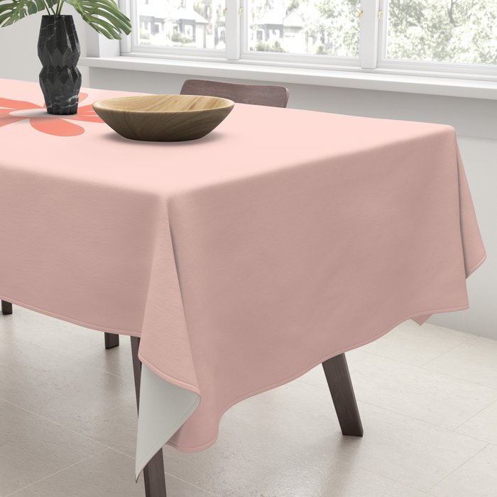 Flower Time Minimalist Floral Pattern in Blush Pink and Coral Tablecloth Gallery Image 3