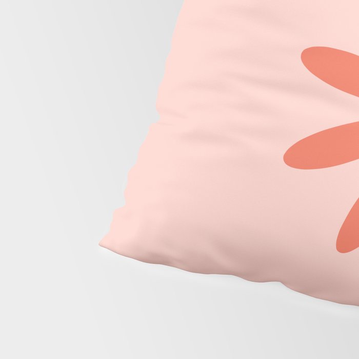 Flower Time Minimalist Floral Pattern in Blush Pink and Coral Pillow Sham Gallery Image 4