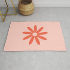 Flower Time Minimalist Floral Pattern in Blush Pink and Coral Rug Gallery Image 1