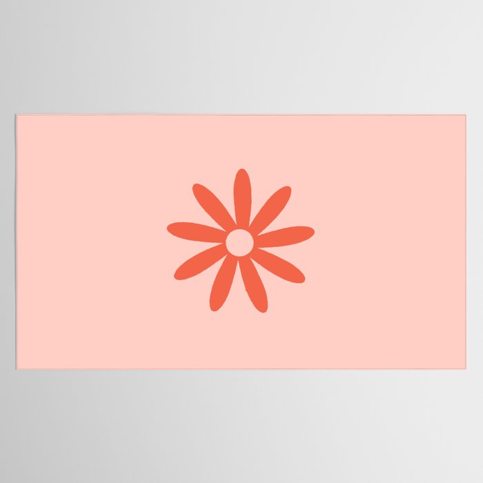 Flower Time Minimalist Floral Pattern in Blush Pink and Coral Tablecloth Gallery Image 2
