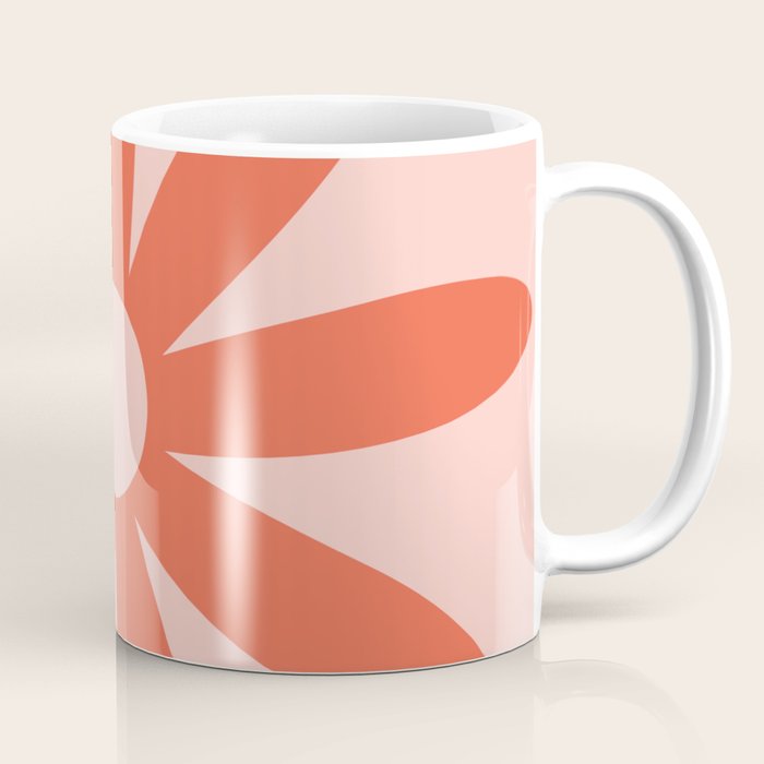 Flower Time Minimalist Floral Pattern in Blush Pink and Coral Coffee Mug Gallery Image 1