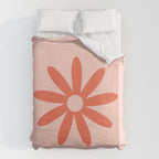 Flower Time Minimalist Floral Pattern in Blush Pink and Coral Duvet Cover Gallery Image 6