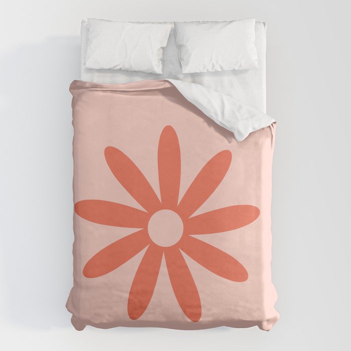 Flower Time Minimalist Floral Pattern in Blush Pink and Coral Duvet Cover Gallery Image 6