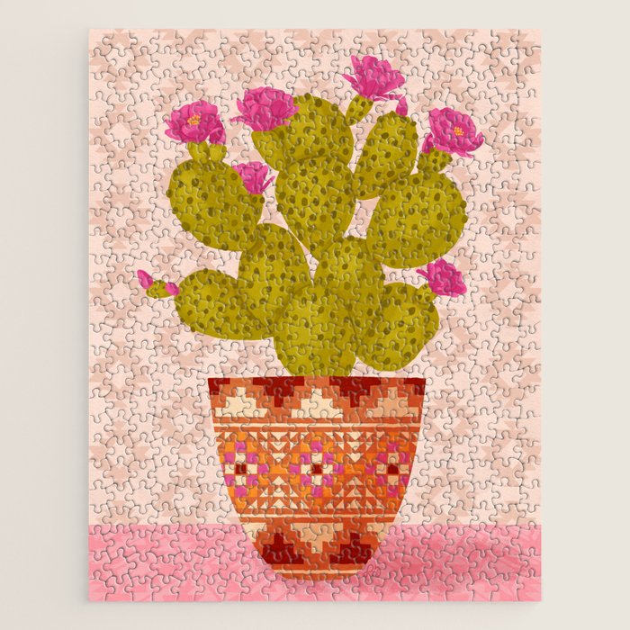 Prickly Pear Cactus in Southwestern Pot Jigsaw Puzzle Gallery Image 1