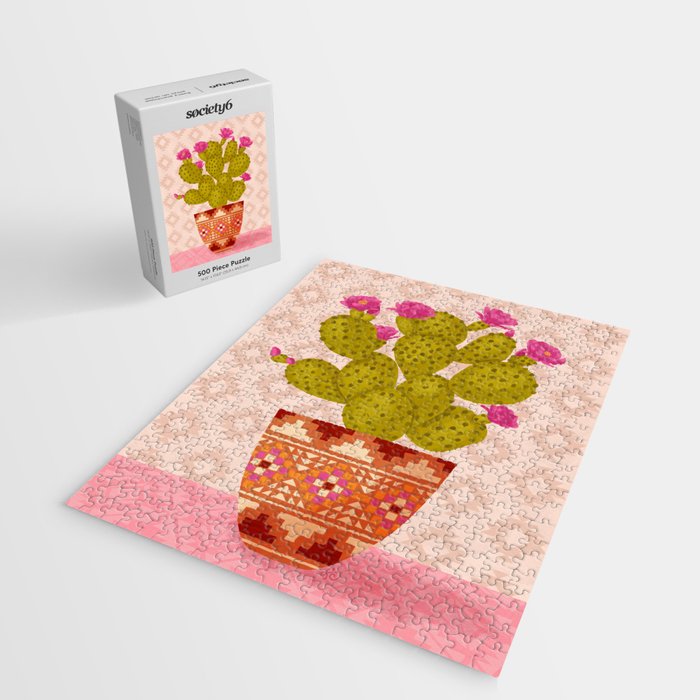 Prickly Pear Cactus in Southwestern Pot Jigsaw Puzzle Gallery Image 2