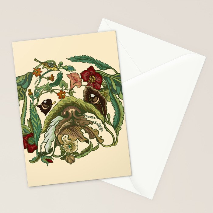 Botanical English Bulldog Stationery Card Gallery Image 2