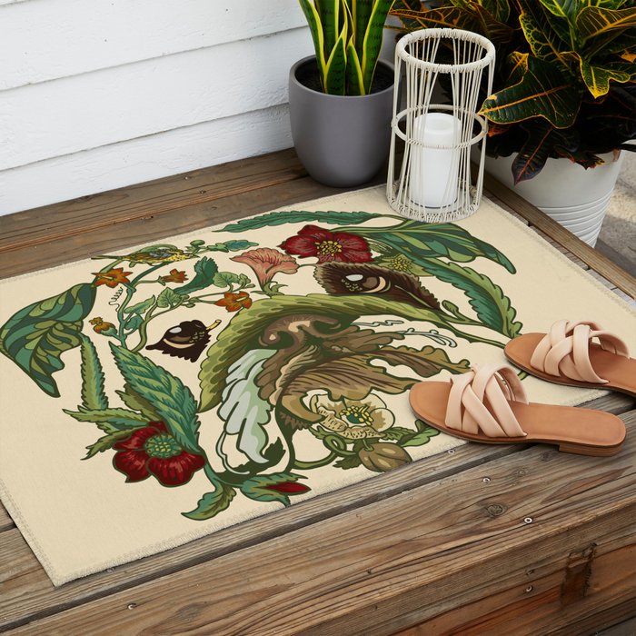 Botanical English Bulldog Outdoor Rug Gallery Image 2