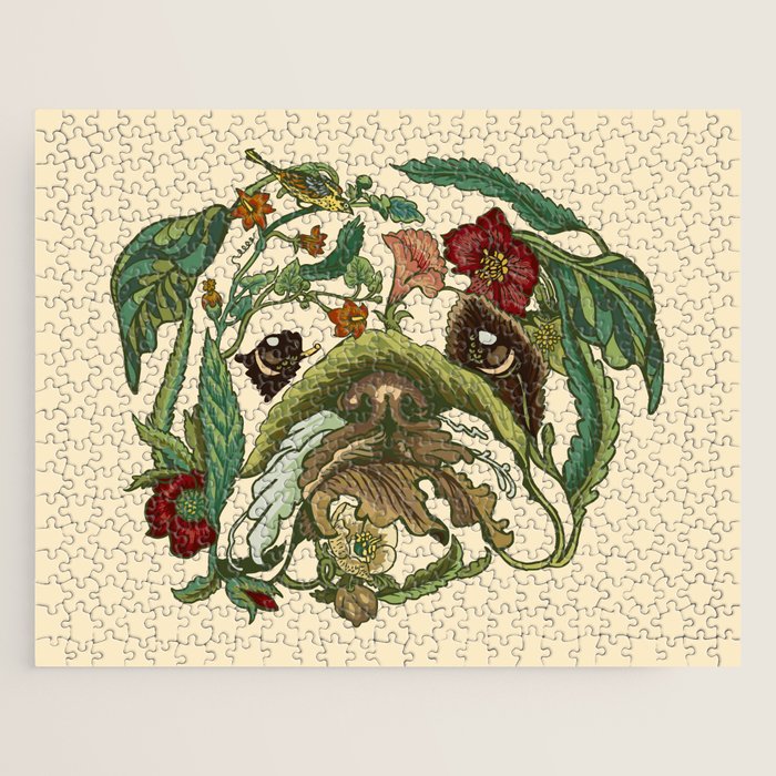 Botanical English Bulldog Jigsaw Puzzle Gallery Image 1