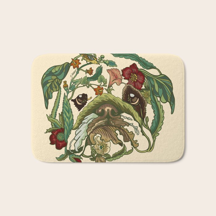 Botanical English Bulldog Bath Mat Gallery Image 1