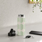Hexagonal Pattern VI Soft Green Water Bottle Gallery Image 4