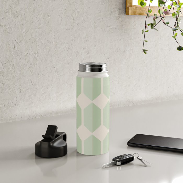 Hexagonal Pattern VI Soft Green Water Bottle Gallery Image 4