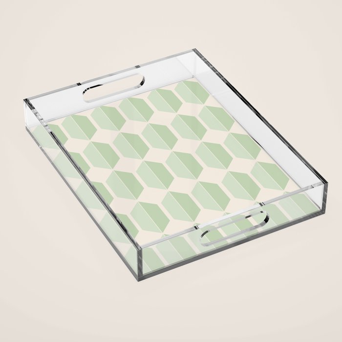 Hexagonal Pattern VI Soft Green Acrylic Tray Gallery Image 1