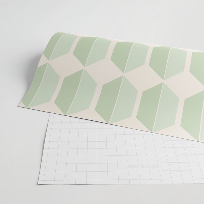 Hexagonal Pattern VI Soft Green Wrapping Paper Gallery Image 2