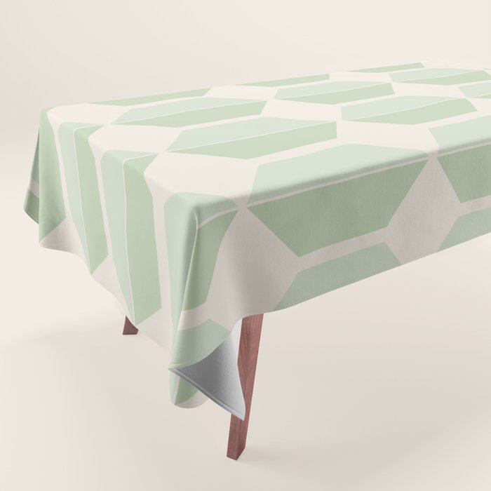 Hexagonal Pattern VI Soft Green Tablecloth Gallery Image 1