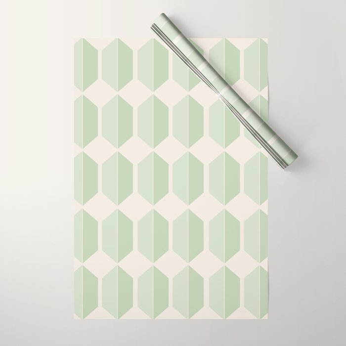 Hexagonal Pattern VI Soft Green Wrapping Paper Gallery Image 1