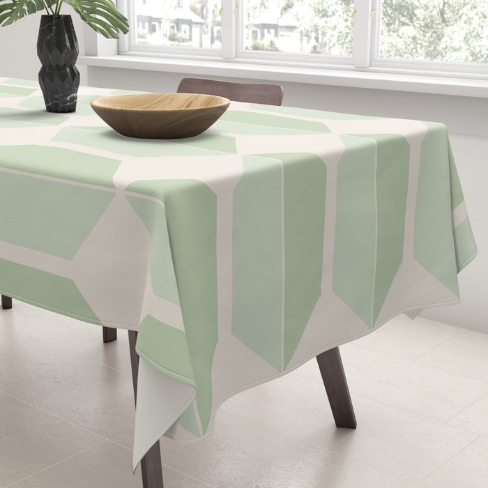 Hexagonal Pattern VI Soft Green Tablecloth Gallery Image 3