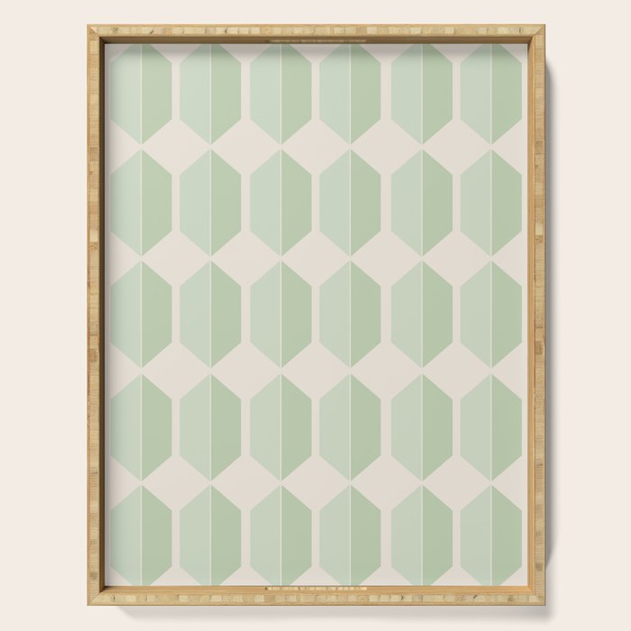Hexagonal Pattern VI Soft Green Serving Tray Gallery Image 1