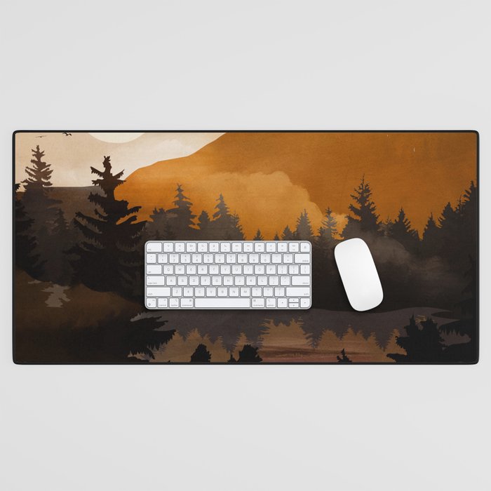 Golden Glimmer Mountain Lake Desk Mat Gallery Image 1