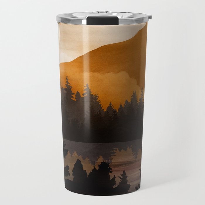 Golden Glimmer Mountain Lake Travel Mug Gallery Image 1