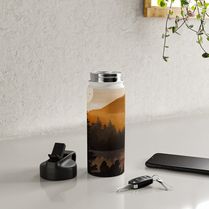 Golden Glimmer Mountain Lake Water Bottle Gallery Image 4