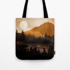 Golden Glimmer Mountain Lake Tote Bag Gallery Image 1