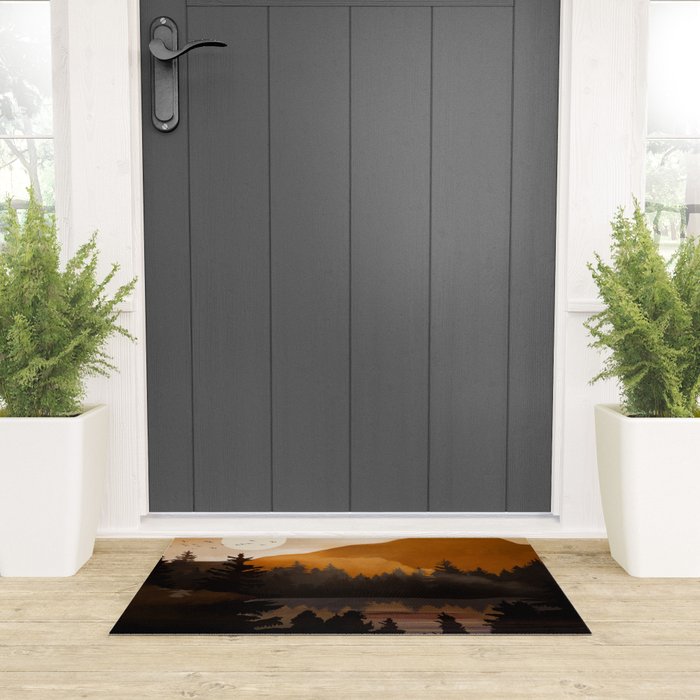 Golden Glimmer Mountain Lake Welcome Mat Gallery Image 3