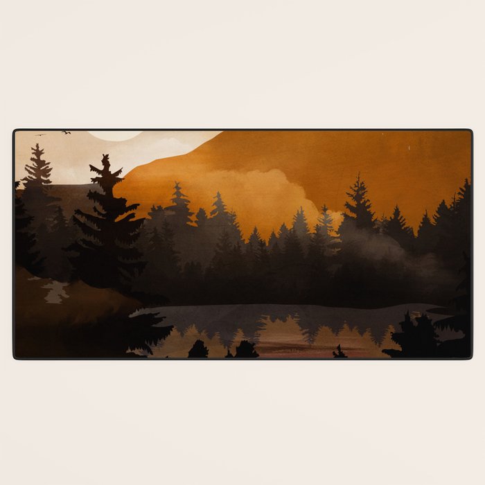 Golden Glimmer Mountain Lake Desk Mat Gallery Image 3