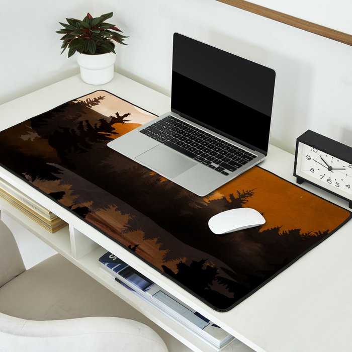 Golden Glimmer Mountain Lake Desk Mat Gallery Image 2