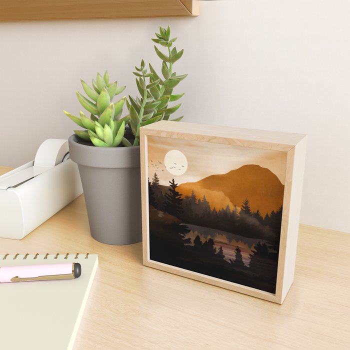 Golden Glimmer Mountain Lake Mini Art Print Gallery Image 2