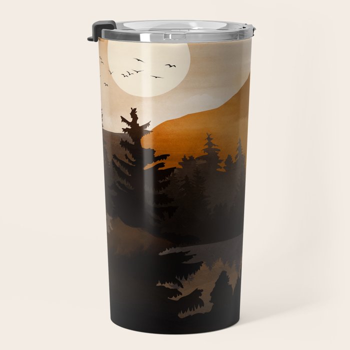Golden Glimmer Mountain Lake Travel Mug Gallery Image 3