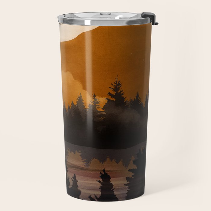 Golden Glimmer Mountain Lake Travel Mug Gallery Image 2