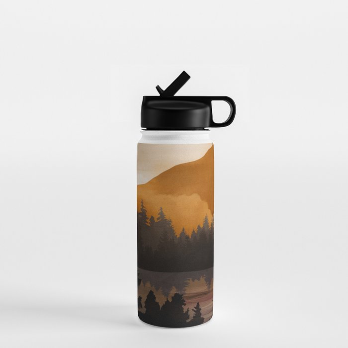 Golden Glimmer Mountain Lake Water Bottle Gallery Image 1