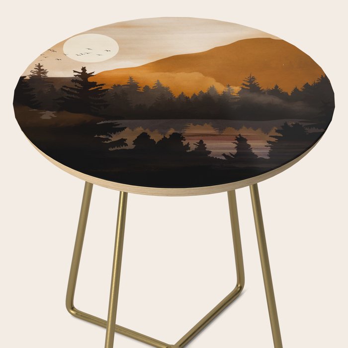 Golden Glimmer Mountain Lake Side Table Gallery Image 2