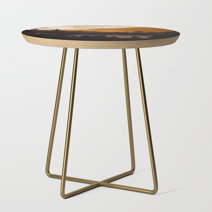 Golden Glimmer Mountain Lake Side Table Gallery Image 1