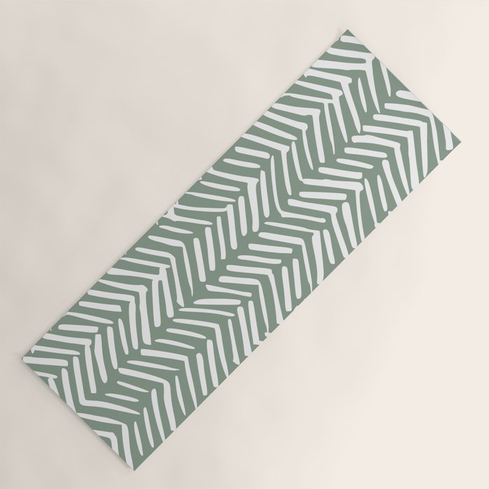 Herringbone, Green, Boho Art Yoga Mat Gallery Image 1