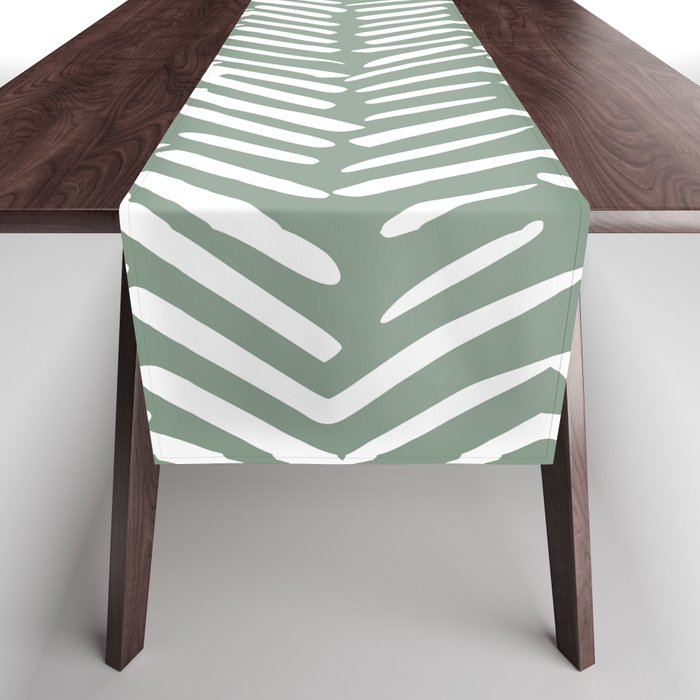 Herringbone, Green, Boho Art Table Runner Gallery Image 1