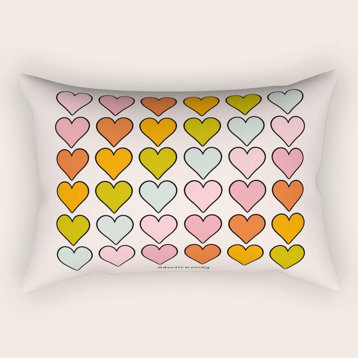 Rainbow Hearts Rectangular Pillow Gallery Image 2