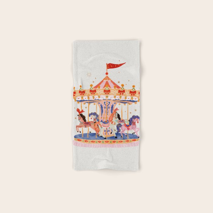 Whimsical Vintage Carousel Ride Bath Towel Gallery Image 1