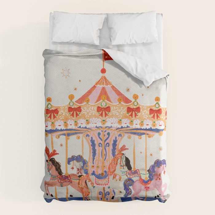 Whimsical Vintage Carousel Ride Duvet Cover Gallery Image 6