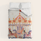 Whimsical Vintage Carousel Ride Duvet Cover Gallery Image 6