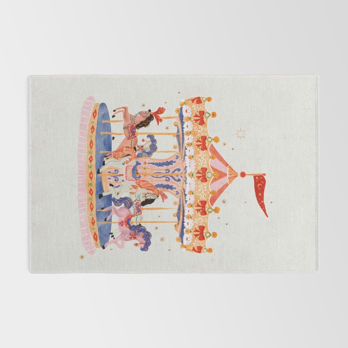 Whimsical Vintage Carousel Ride Rug Gallery Image 2