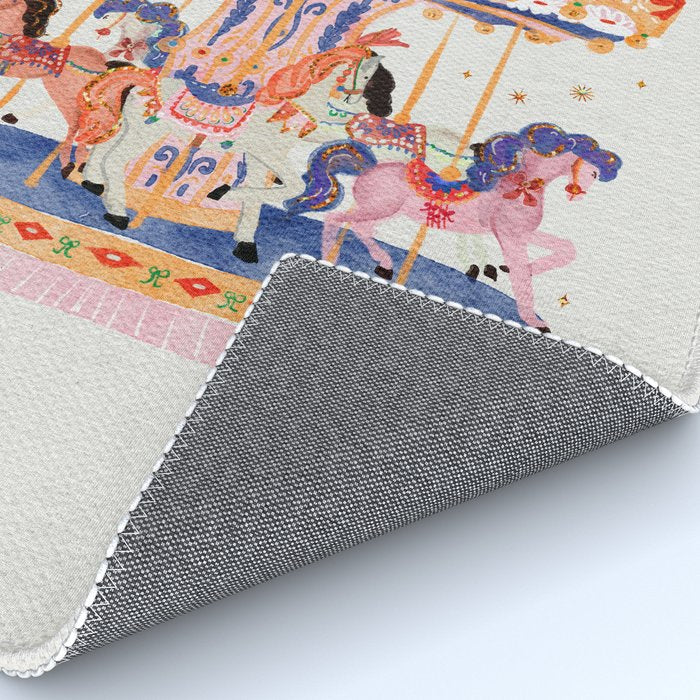Whimsical Vintage Carousel Ride Rug Gallery Image 4